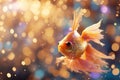 Goldfish on a beautiful sparkling background. Place for text