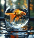 Goldfish in bowl. A goldfish swimming in an aquarium Royalty Free Stock Photo