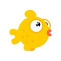 Goldfish cartoon style isolated. Gold Fish Sea animal vector. ocean character