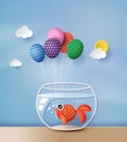 Goldfish with colorful balloon