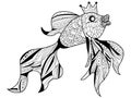 Goldfish Coloring book vector for adults Royalty Free Stock Photo