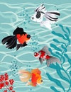 Goldfish and Corals underwater Royalty Free Stock Photo