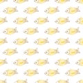 Goldfish cute doodle vector seamless pattern.