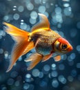 Goldfish in fish tank with bubbles Royalty Free Stock Photo