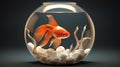 Goldfish fishbowl. Goldfish floating in glass sphere and on a white background. generative ai Royalty Free Stock Photo
