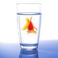 Goldfish in glass water