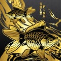 Goldfish Gold on abstract background Vector