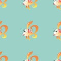 Goldfish marine seamless pattern background