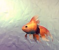 Goldfish modern wallpaper. Triangle mosaic flat surface 3d illustration