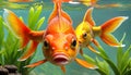 Goldfish orange sealife marine life colorful ocean plants