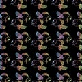 Goldfish pattern on black background with gradient