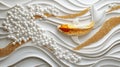 Golden Koi Fish Swimming Through Pearl Waves with Gold Glitter Royalty Free Stock Photo