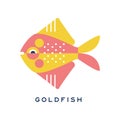 Goldfish, sea fish geometric flat style design vector Illustration Royalty Free Stock Photo