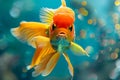 A goldfish swimming in an aquarium