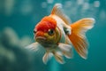 A goldfish swimming in an aquarium