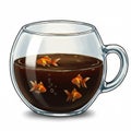 Goldfish Swimming in Dark Coffee Inside a Clear Glass Mug Royalty Free Stock Photo