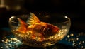 Goldfish swimming in elegant fishbowl underwater generated by AI Royalty Free Stock Photo