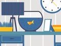 Goldfish swimming in a tabletop aquarium, flat style vector illustration. Interior design, aquatic pets for home or