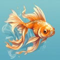 Goldfish swimming in water on blue background