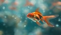 Goldfish Swimming in Water With Bubbles Royalty Free Stock Photo