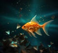 A goldfish swims in fish tank generative AI