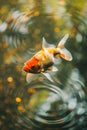 A goldfish swims in the water close-up Royalty Free Stock Photo