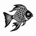 Iconographic Symbolism: Bold Stencil Goldfish Design In Black And White