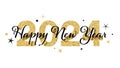 HAPPY NEW YEAR 2024! black and gold typography banner Royalty Free Stock Photo