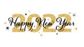 HAPPY NEW YEAR 2022 black and gold typography banner