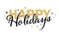 HAPPY HOLIDAYS gold and black typography banner Royalty Free Stock Photo