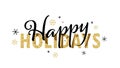 HAPPY HOLIDAYS black banner with gold glitter Royalty Free Stock Photo