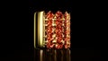 goldish armlet with red ruby jewels on black, isolated, not real design - object 3D rendering