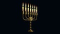 gold ornamental menorah light isolated - conceptual object 3D illustration Royalty Free Stock Photo