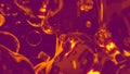 goldish transpicuous crystalline bubbles floating on purple bg - abstract 3D illustration