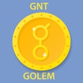 Golem Coin cryptocurrency blockchain icon. Virtual electronic, internet money or cryptocoin symbol, logo