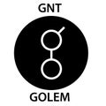 Golem Coin cryptocurrency blockchain icon. Virtual electronic, internet money or cryptocoin symbol, logo