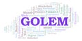 Golem cryptocurrency coin word cloud.