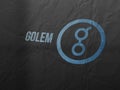 Golem cryptocurrency and modern banking concept.