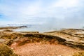 Steaming hot spring at Geysir hot spring area in Iceland Royalty Free Stock Photo