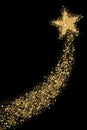 Golen glitter star fly up high confetti Royalty Free Stock Photo