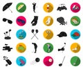 Golf and attributes black,flat icons in set collection for design.Golf Club and equipment vector symbol stock web Royalty Free Stock Photo