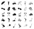 Golf and attributes black.mono icons in set collection for design.Golf Club and equipment vector symbol stock web
