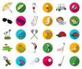 Golf and attributes cartoon,flat icons in set collection for design.Golf Club and equipment vector symbol stock web Royalty Free Stock Photo