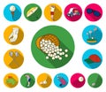 Golf and attributes flat icons in set collection for design.Golf Club and equipment vector symbol stock web illustration Royalty Free Stock Photo