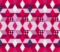 Golf backgrounds. Seamless patchwork pattern from different elements in red and pink tones