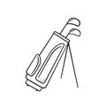 Golf bag with clubs in doodle style. Hand drawn isolated vector illustration on white background Royalty Free Stock Photo