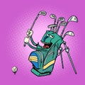 golf bag funny character, clubs and sports equipment, golf club Royalty Free Stock Photo