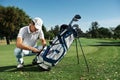 Golf bag man Royalty Free Stock Photo