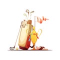 Golf Bag And Trophy Retro Icon Royalty Free Stock Photo