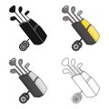 Golf bag on wheels with clubs icon in cartoon style isolated on white background. Golf club symbol stock vector Royalty Free Stock Photo